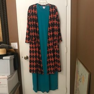 LuLaRoe Maria dress with Sarah cardigan.